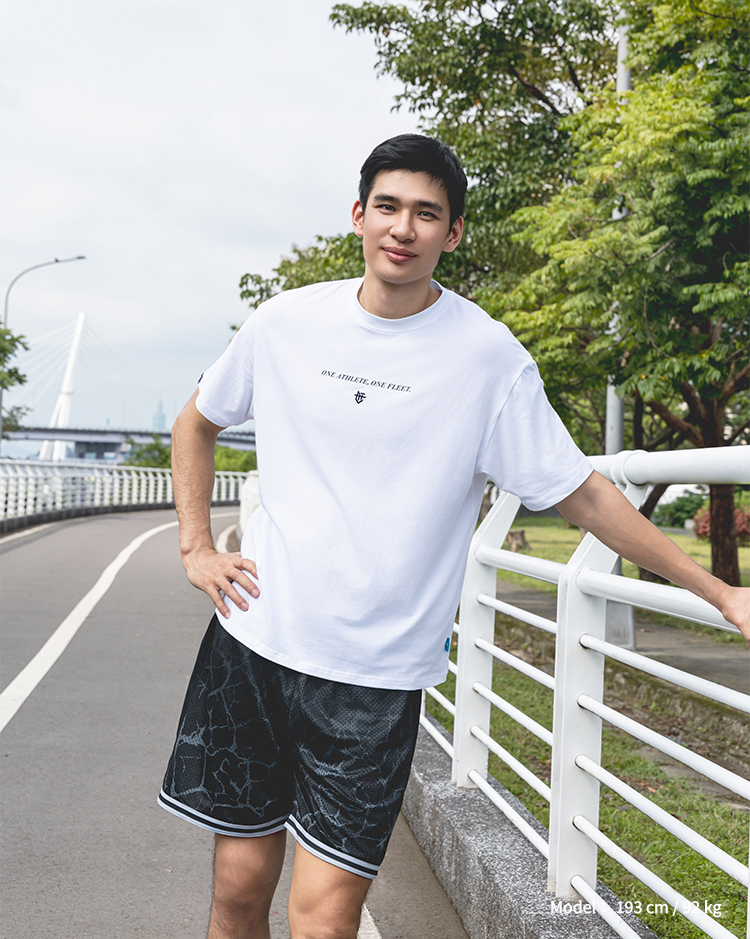 Slogan Oversized Tee / 口號彈力落肩短Tee 白