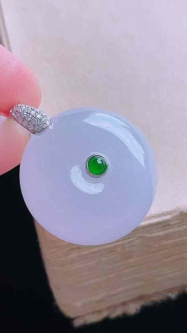 翡翠冰紫羅蘭麵包扣 (20.2mm直徑),天然翡翠A玉, 緬甸玉, Jade, Jadeite