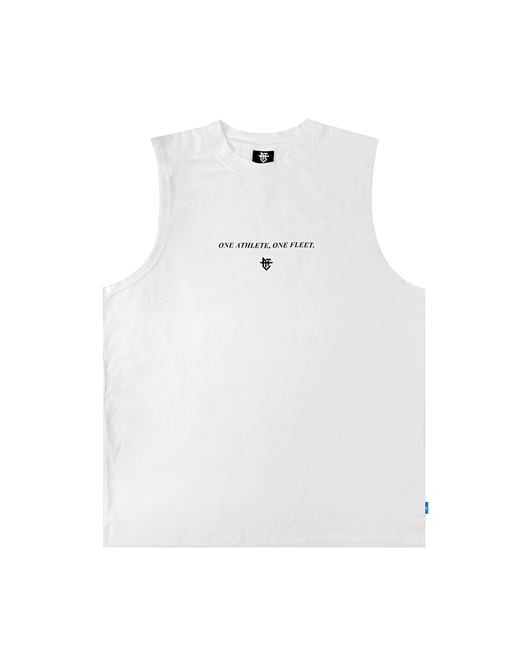 Slogan Tank / 口號彈力寬肩背心 白