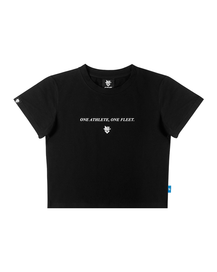 Slogan Cropped Tee / 口號彈力女短版Tee 黑