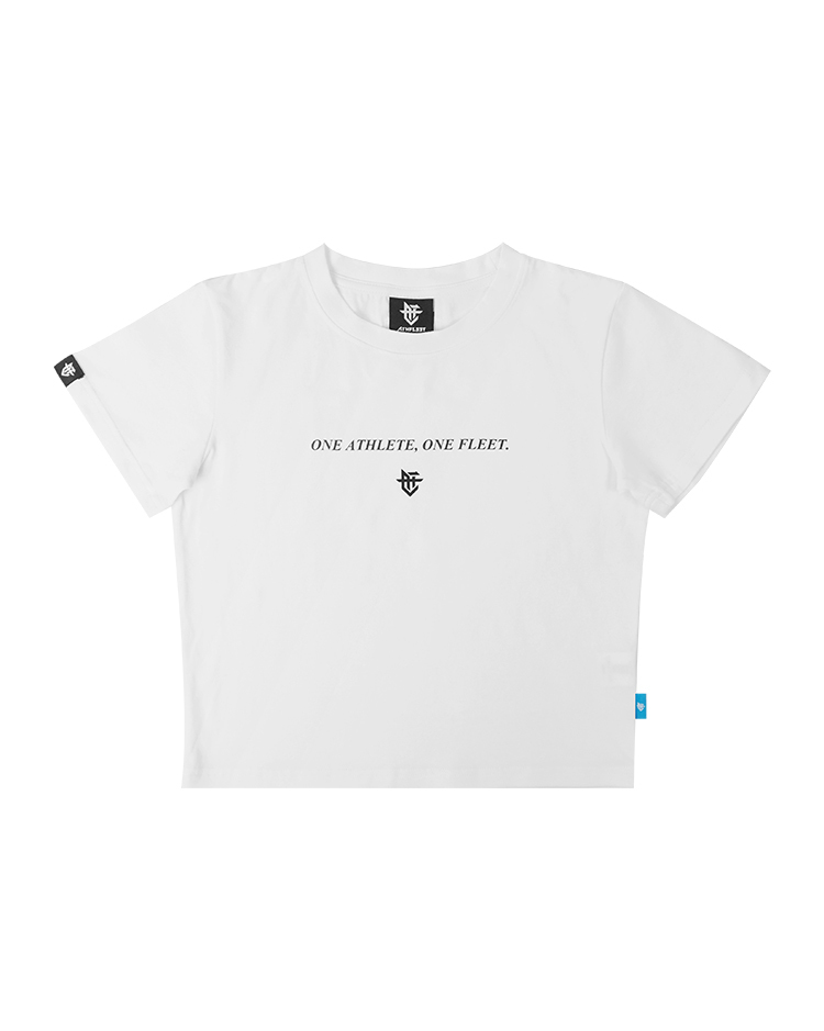 Slogan Cropped Tee / 口號彈力女短版Tee 白