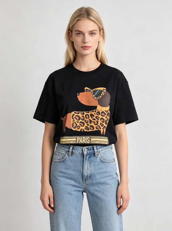 WC14 法國Lune de Moon Leopard Dachshund Tee (14)