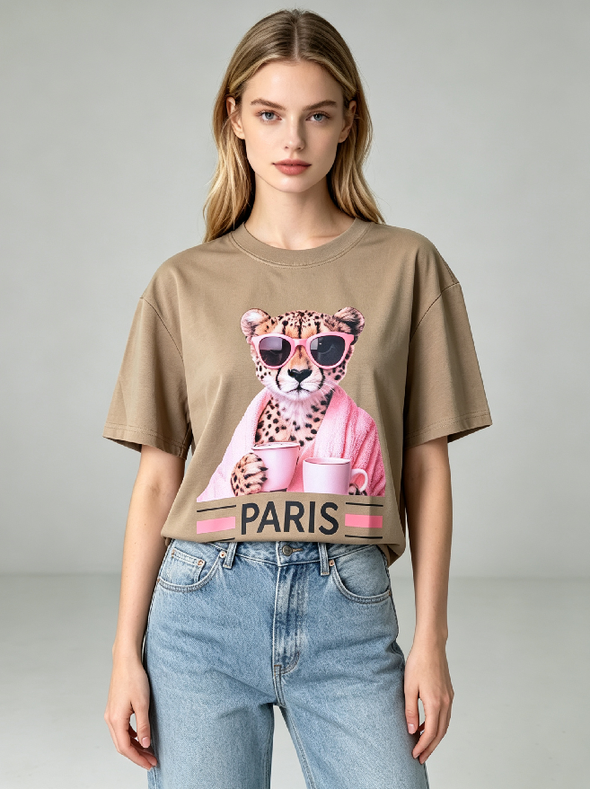 WC23 法國Lune de Moon Pink Robe Cheetah Coffee Tee（咖色）(23)