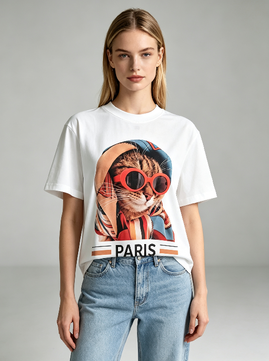 WC25 法國Lune de Moon Red Sunglass Scarf Fashion Cat Tee(25)