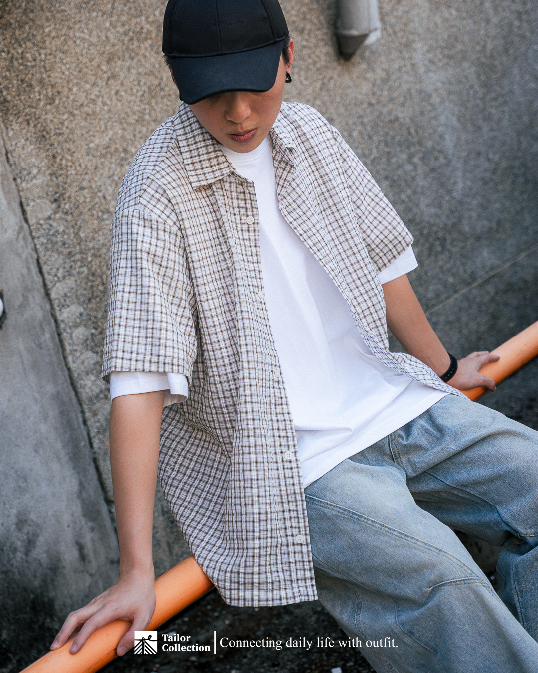#預購 Tailor collection 撞色格紋 下擺可調節 寬鬆休閒 短袖襯衫 兩色