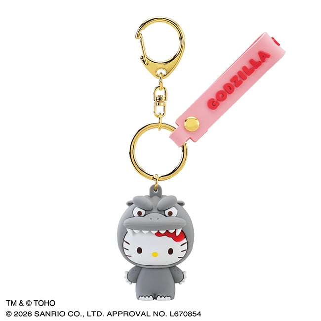 2026SS GODZILLA × SANRIO CHARACTERS 聯名 凱蒂貓 KITTY 大耳狗 美樂蒂 庫洛米 布丁狗 醜魚 哥吉拉 三麗鷗 立體 塑膠 吊飾 鑰匙圈 現貨