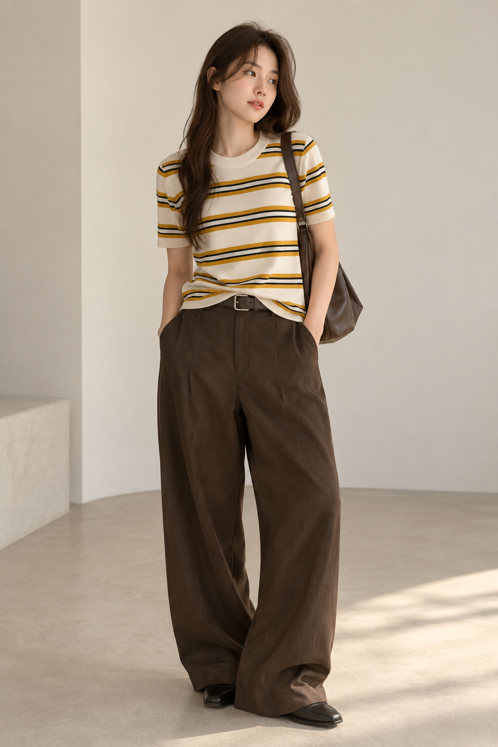 Nellie&Co. 圓領條紋撞色針織上衣