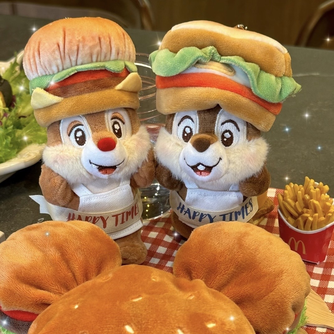 DISNEY 迪士尼 晨間餐桌 漢堡/三明治 奇奇蒂蒂 "吊飾" HAPPY TIMES