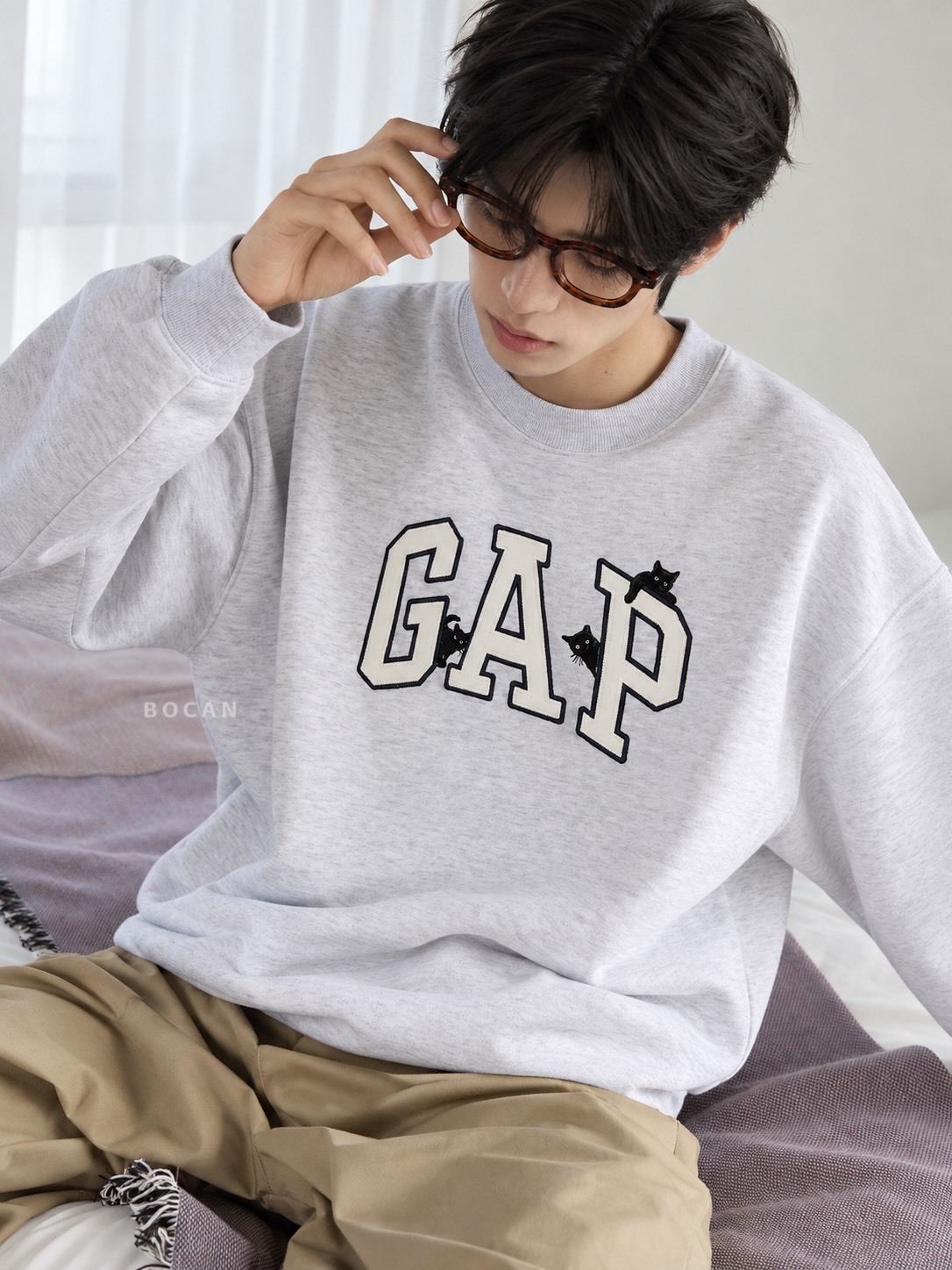 <日本限定聯名> PUBLUX × GAP 經典字母 多貓貓 內刷毛 大學T 衛衣
