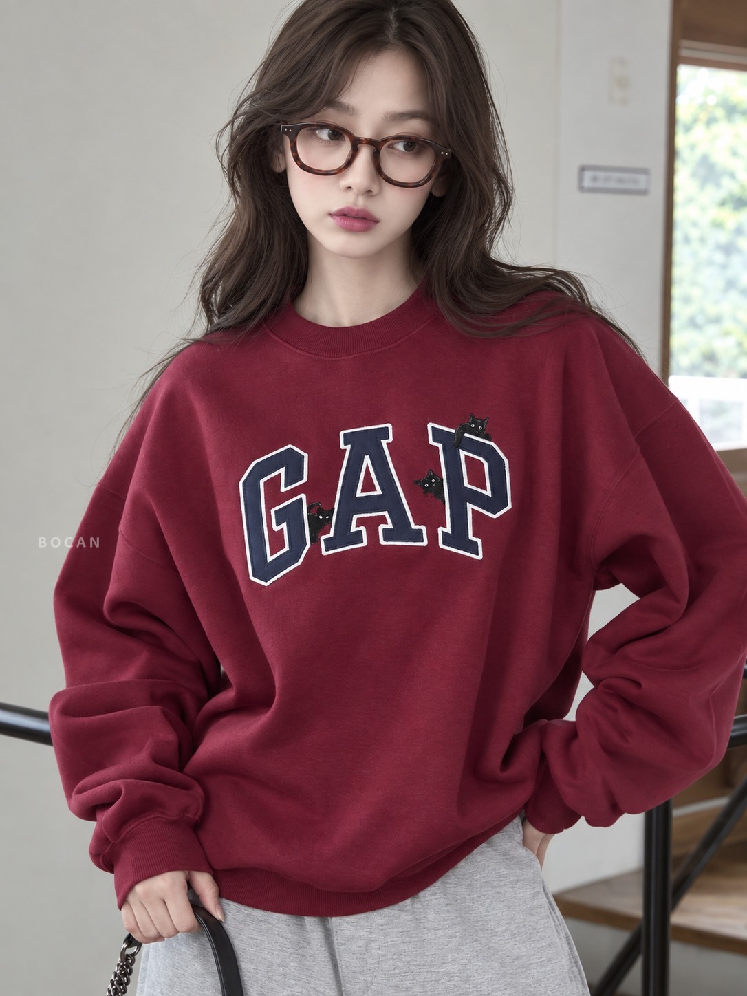 <日本限定聯名> PUBLUX × GAP 經典字母 多貓貓 內刷毛 大學T 衛衣