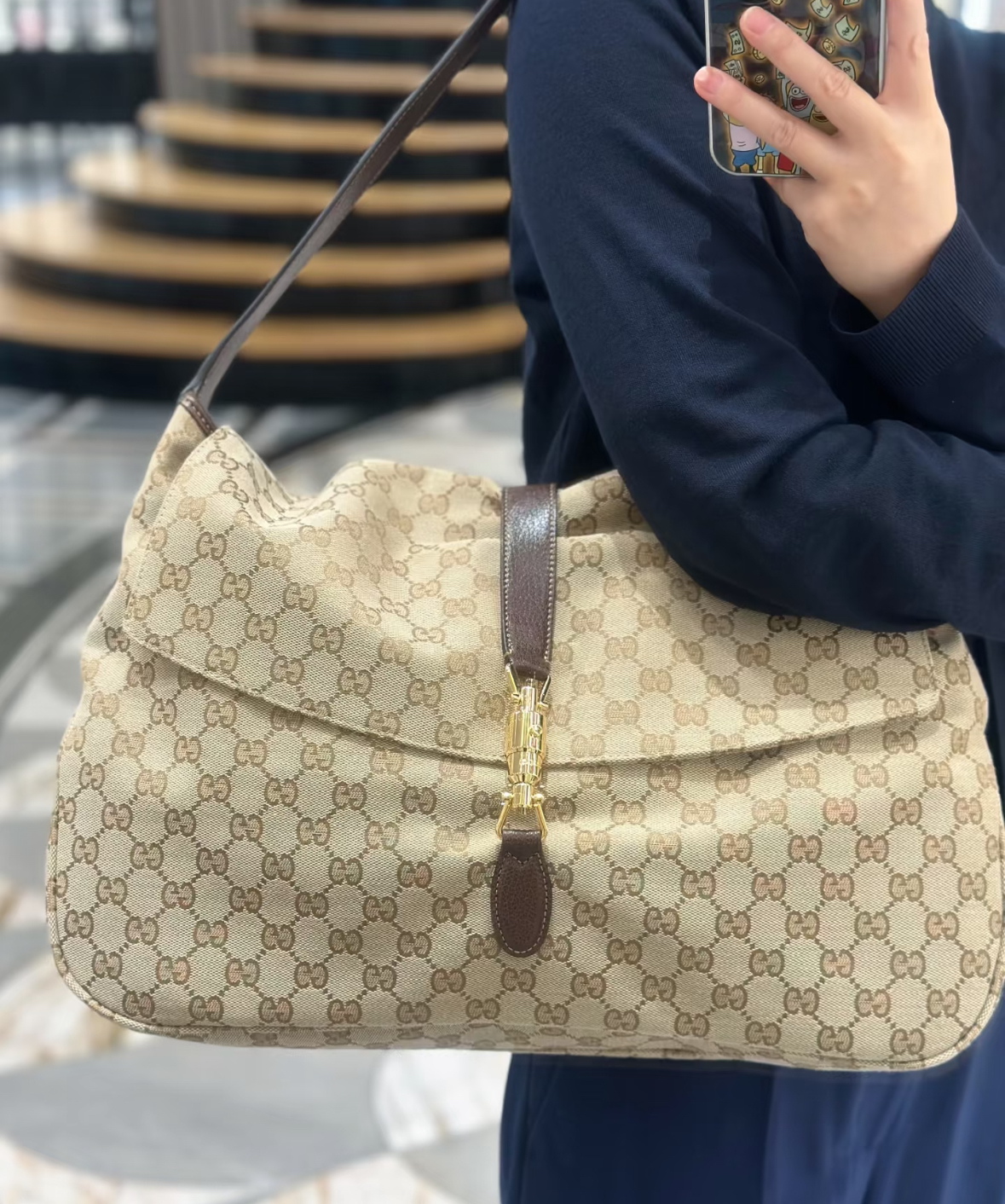 Gucci Jackie 1961 GG Supreme 沙色 老花 單肩袋