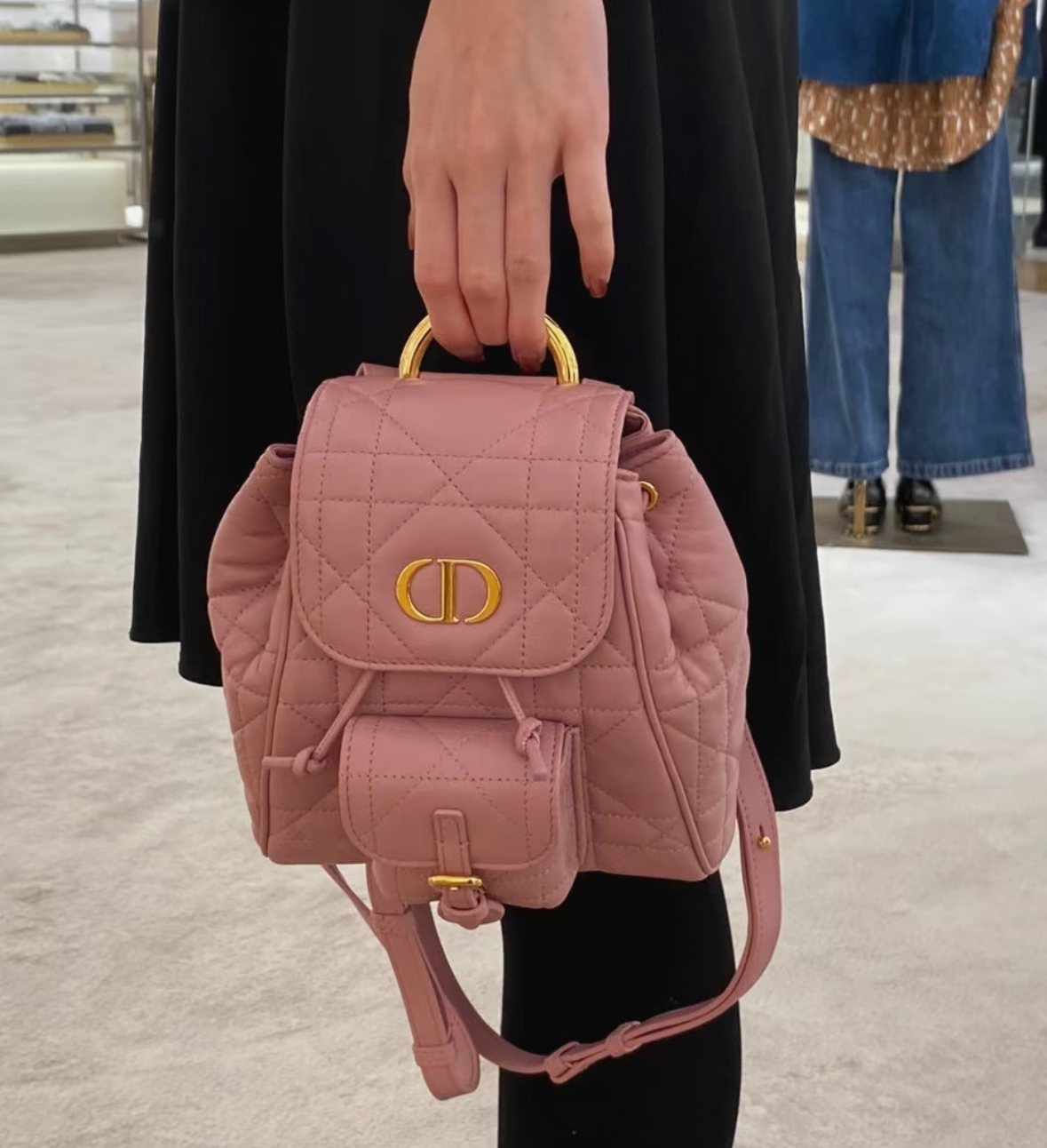 Dior Backpack Powder Pink 藤格紋小牛皮 背包 花粉色