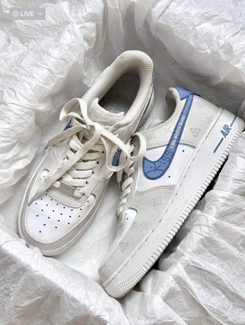 【訂製鞋款】 NIKE AIR FORCE 1 海鹽 灰白藍 空軍 竹月藍 CW2288111（Team845親密製造）