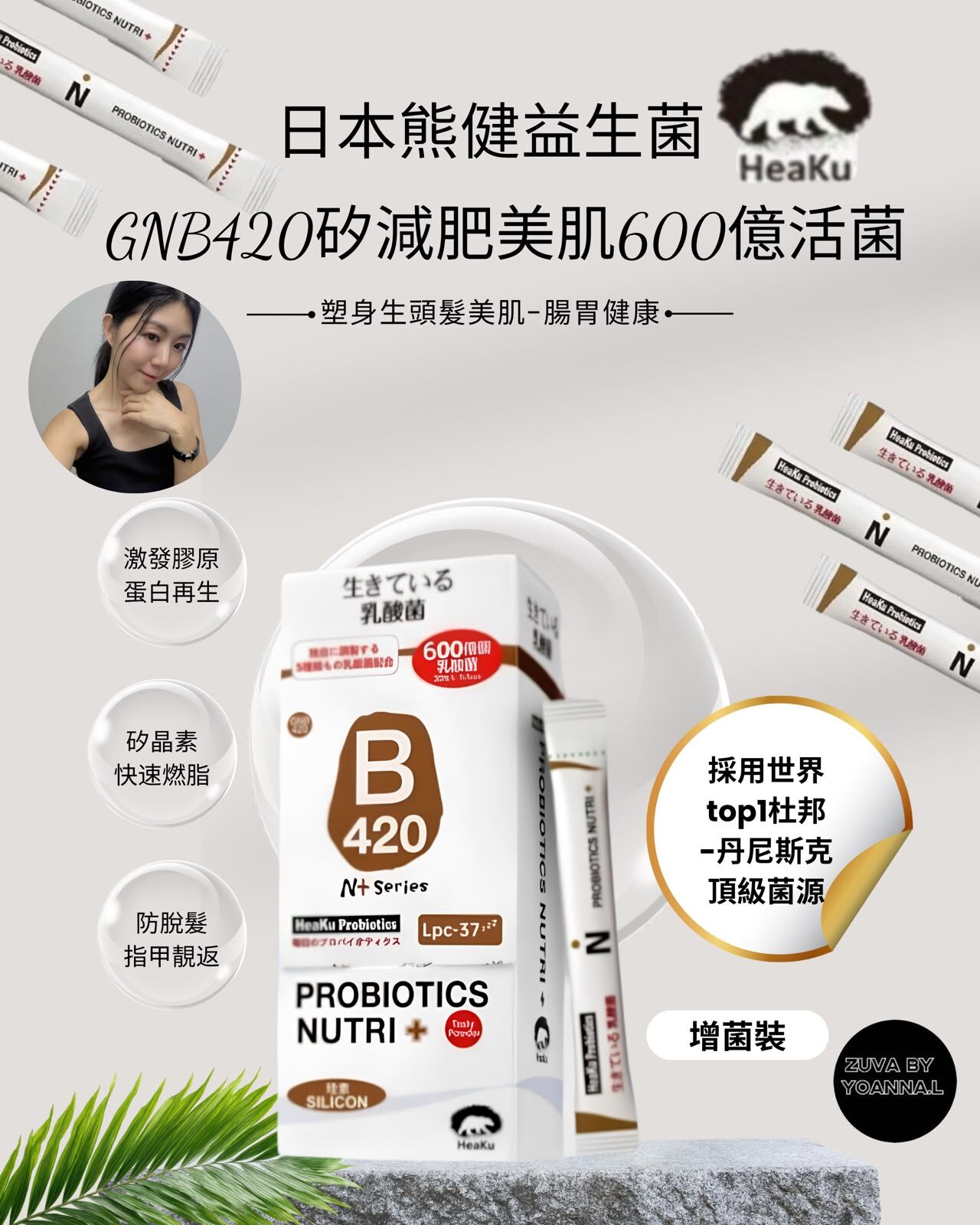 (塑身生頭髮美肌-腸胃健康）new🇯🇵「增菌裝」Y64日本熊健益生菌GNB420矽減肥美肌600億活菌(2gx30 日)💜【買四送一 |買八送三共11盒 | 買十二盒送六盒共18盒】💜
