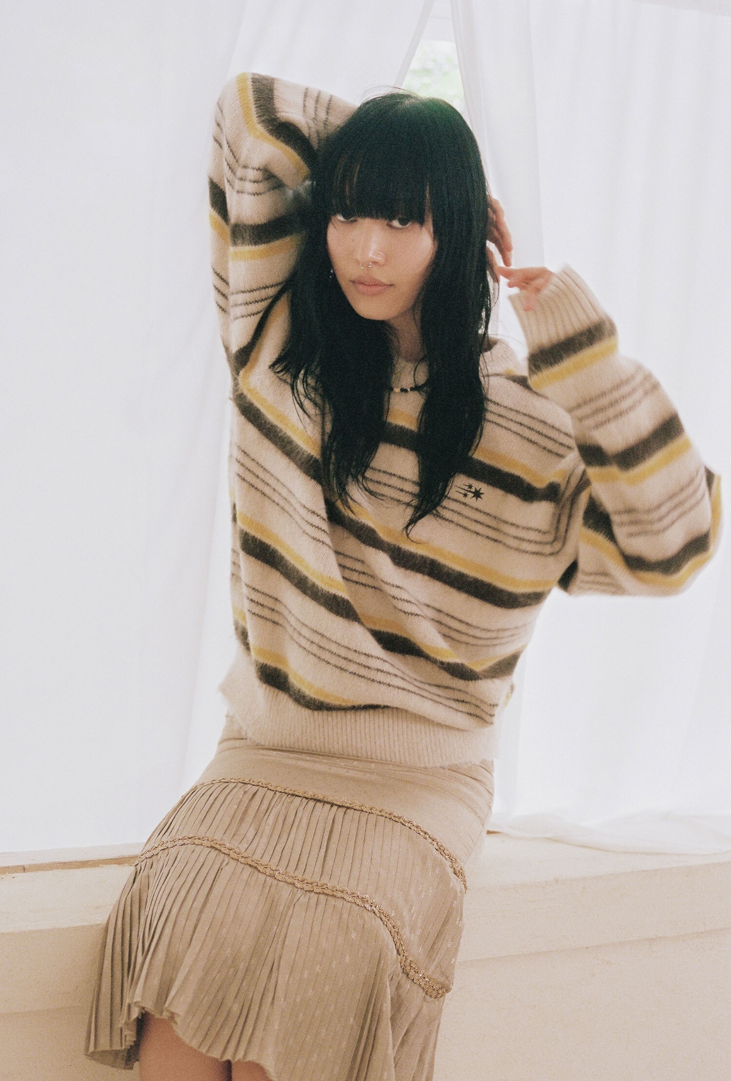 Niceghostclub V NECK STRIPE KNIT