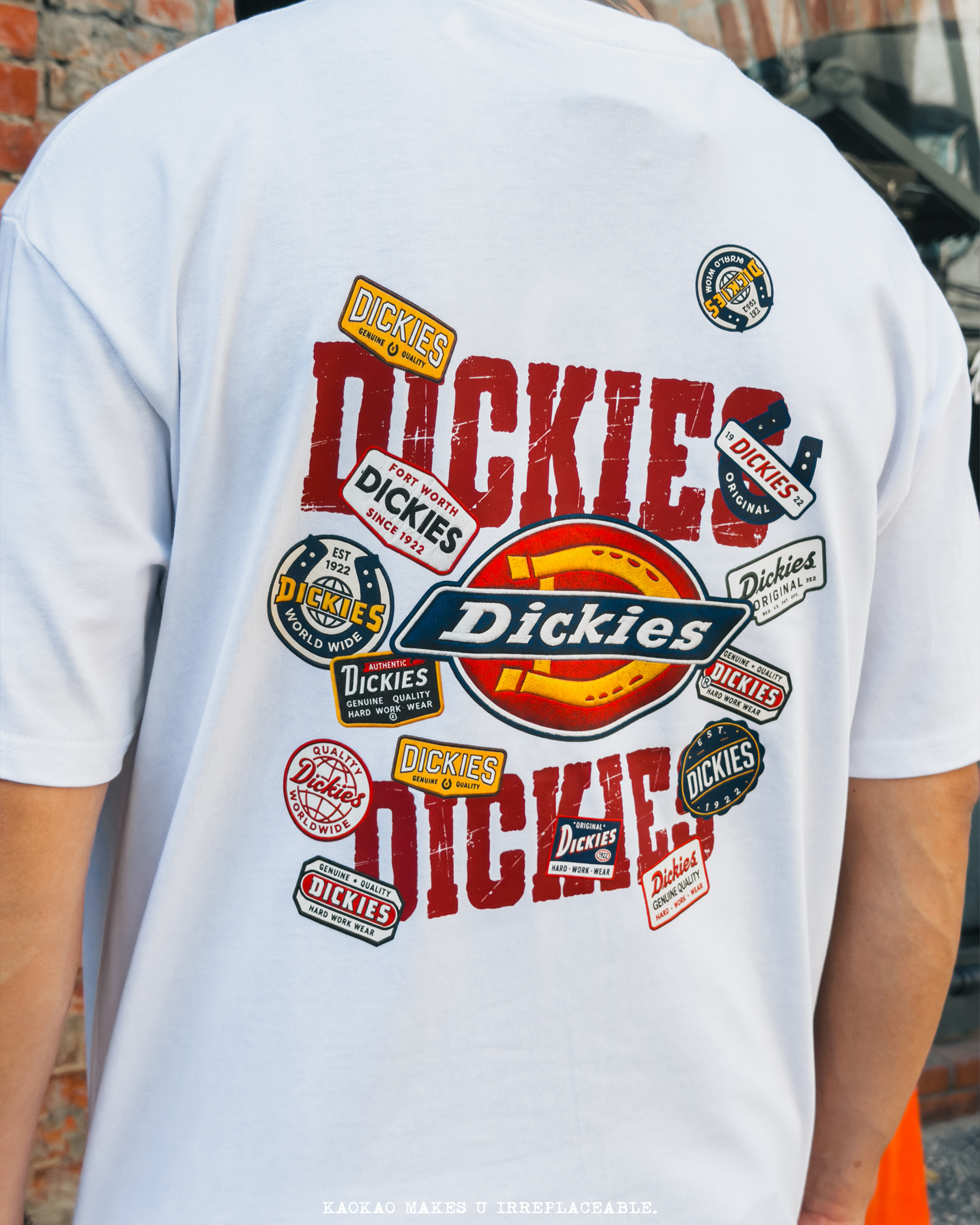 Dickies 320G 重磅 「仿舊字+大logo+貼布」短Tee DKU262NKTNJ9-GCY