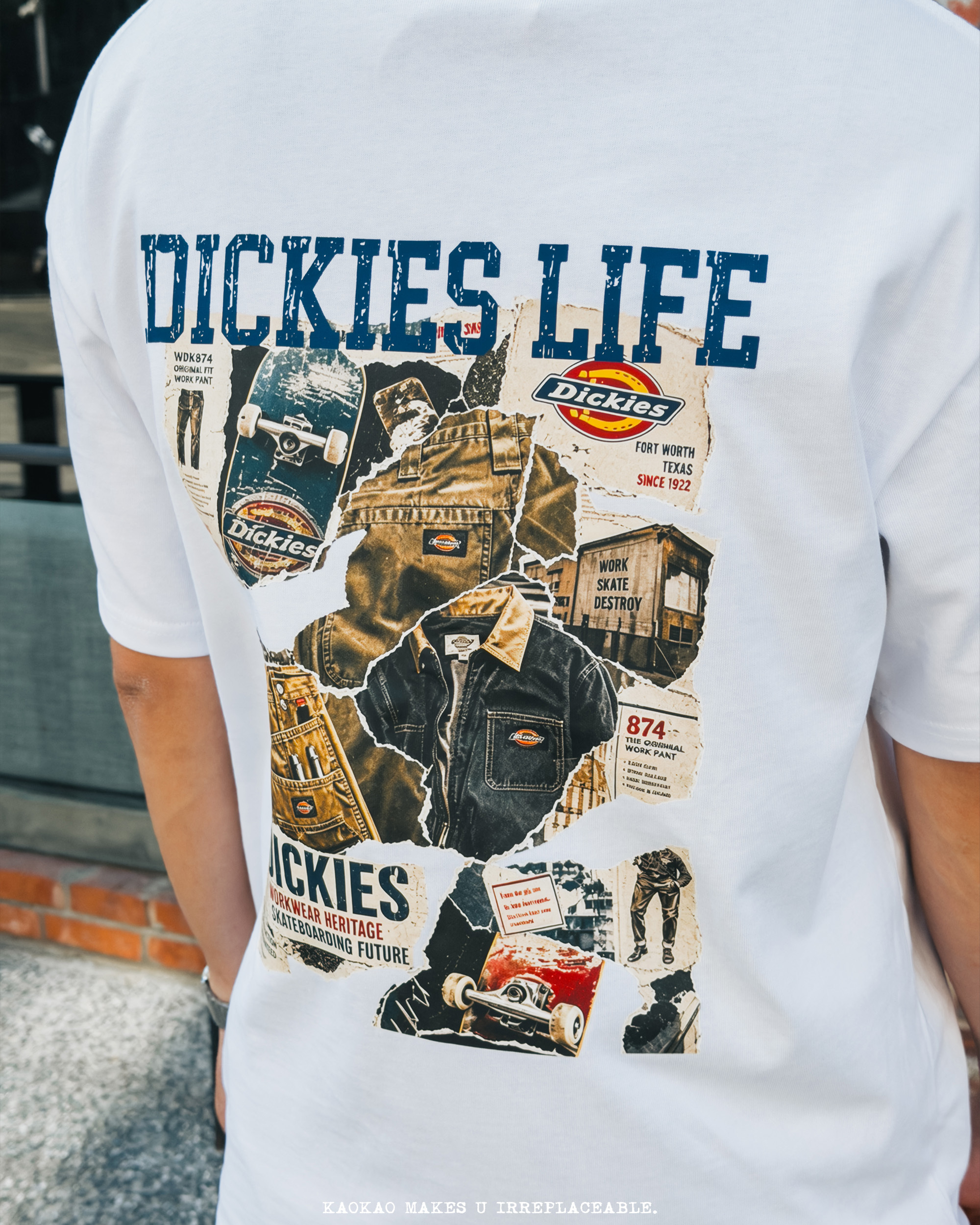 Dickies 320G 重磅 「碎片報紙工裝圖」短Tee DKU261NKT995-DK