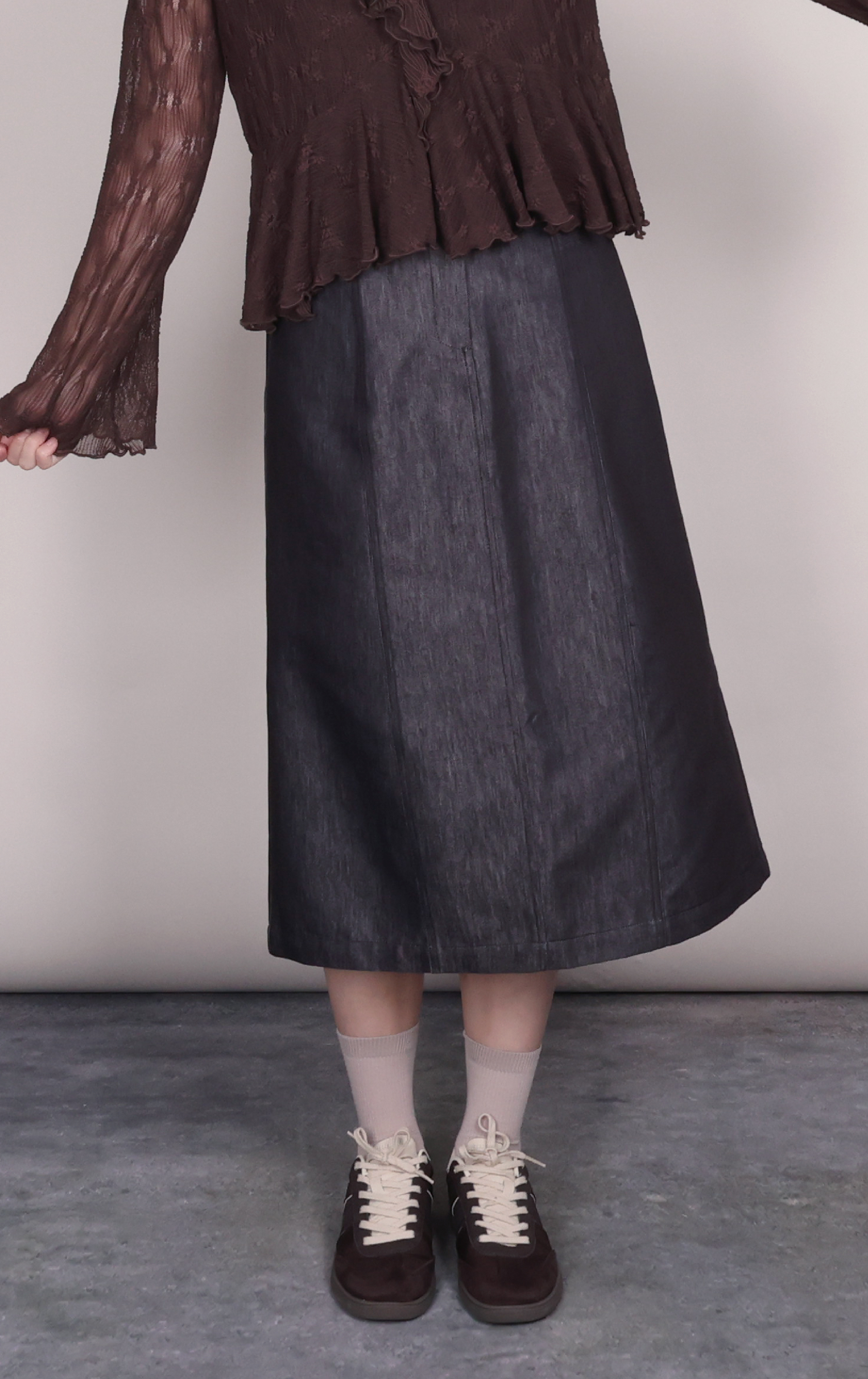 Structured Denim Cargo A-Line Skirt SK0301
