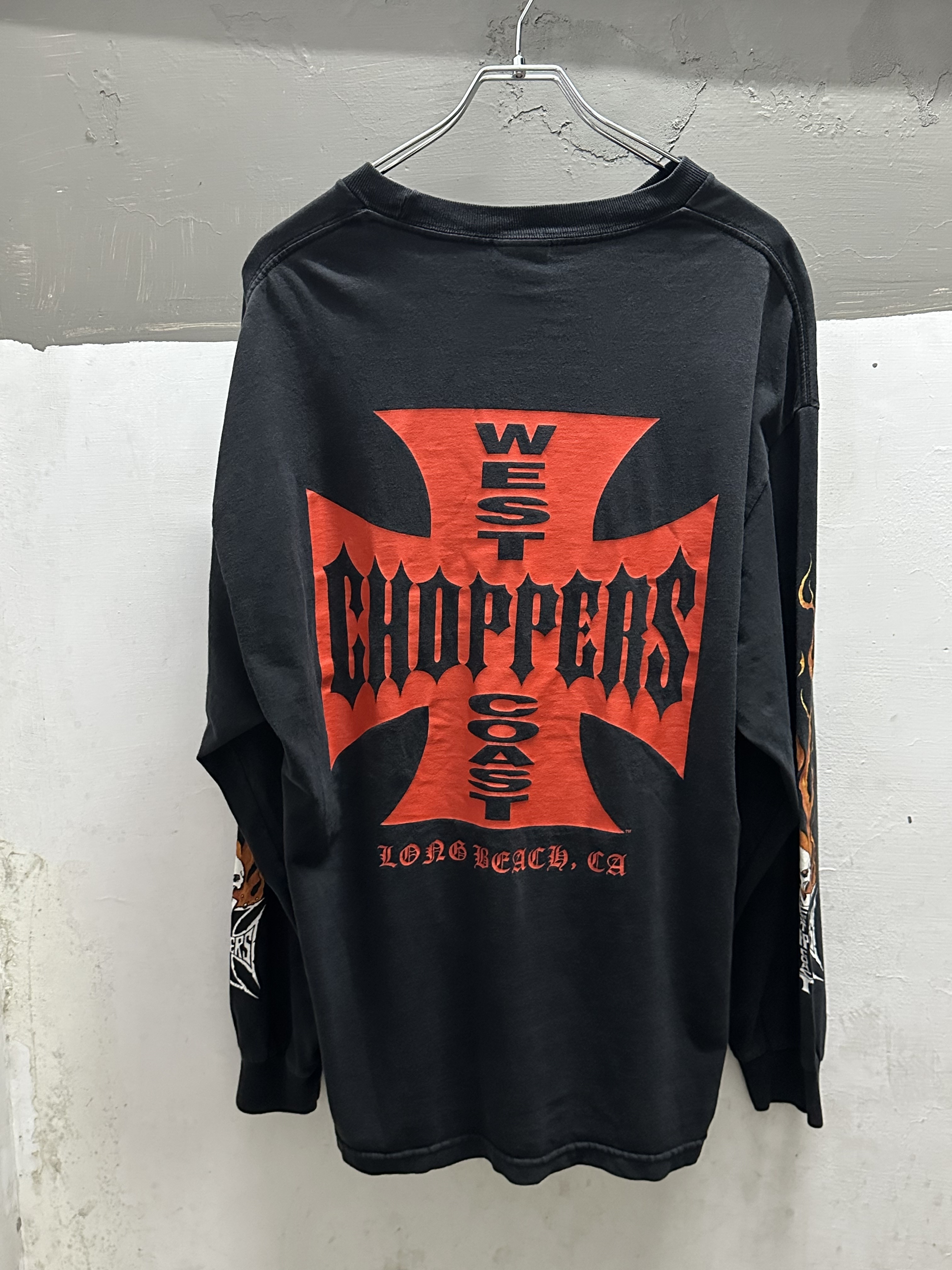 90’s WEST COAST CHOPPERS L/S T-Shirt Early Model *Sleeve Skull Flame