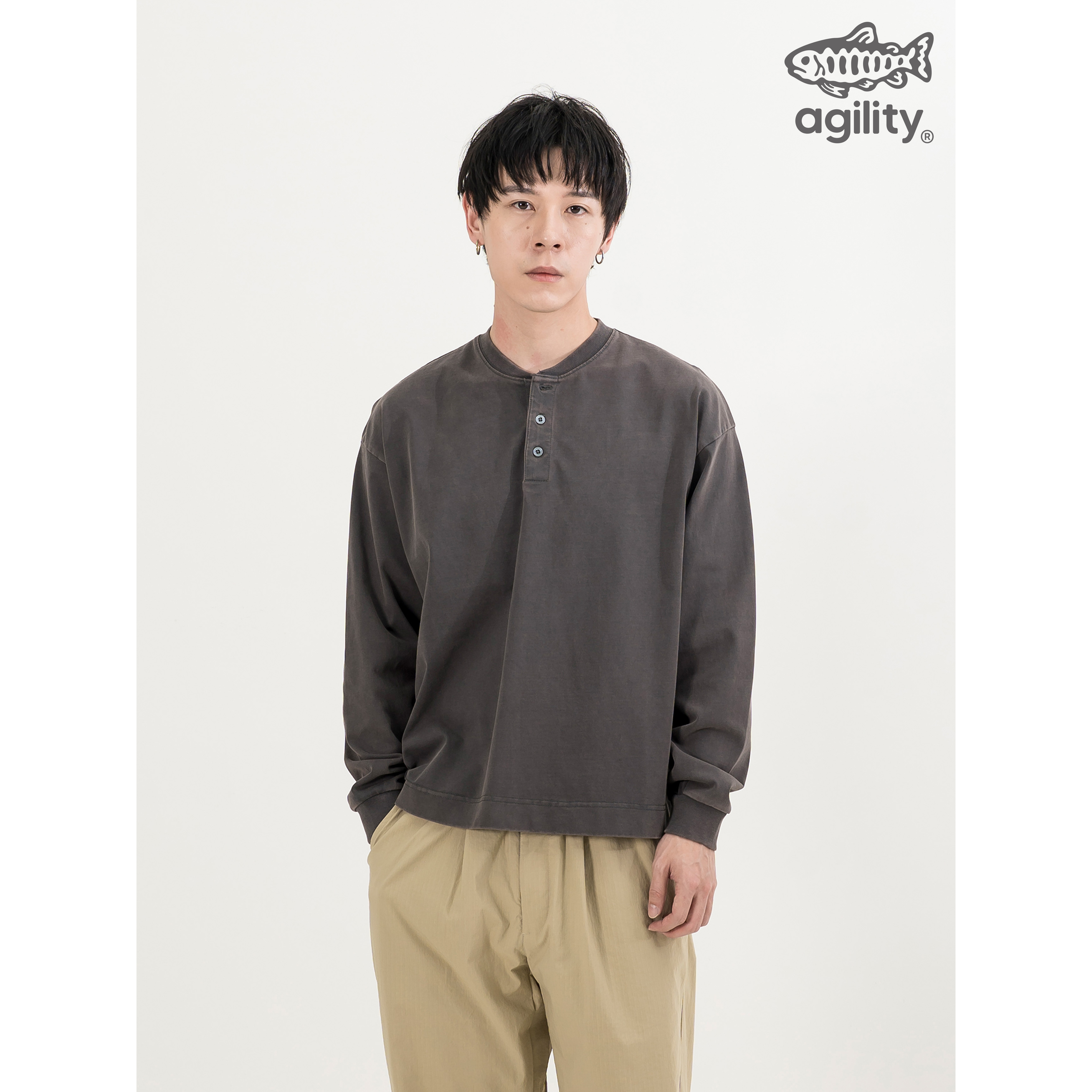 AGILITY Washed Henley LS Tee 水洗亨利領 長袖Tee [B-WH1]