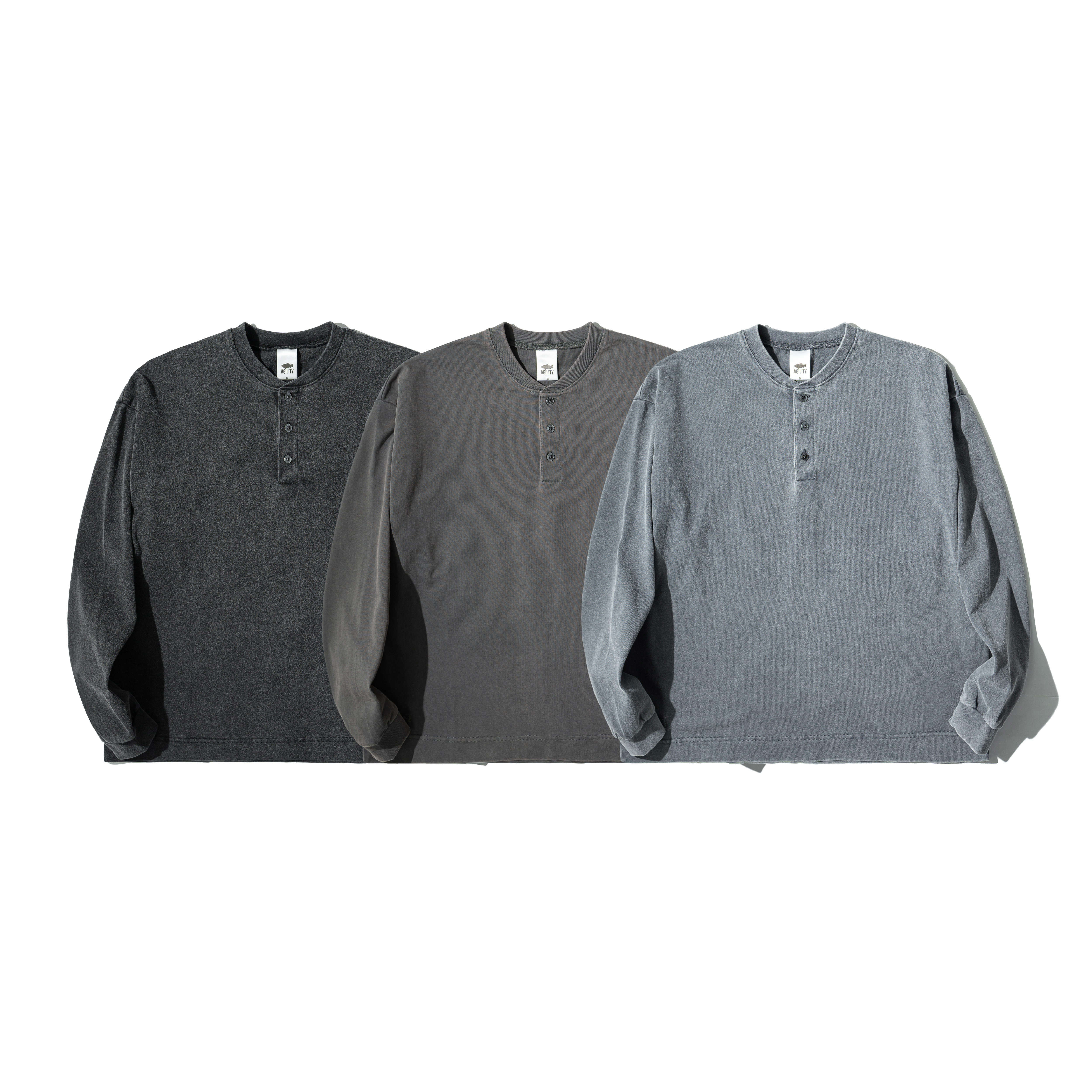 AGILITY Washed Henley LS Tee 水洗亨利領 長袖Tee [B-WH1]