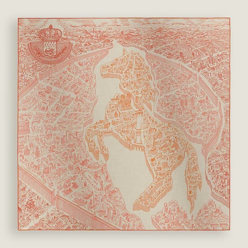 La nouvelle cite cavaliere 140cm scarf naturel / orange / rouge