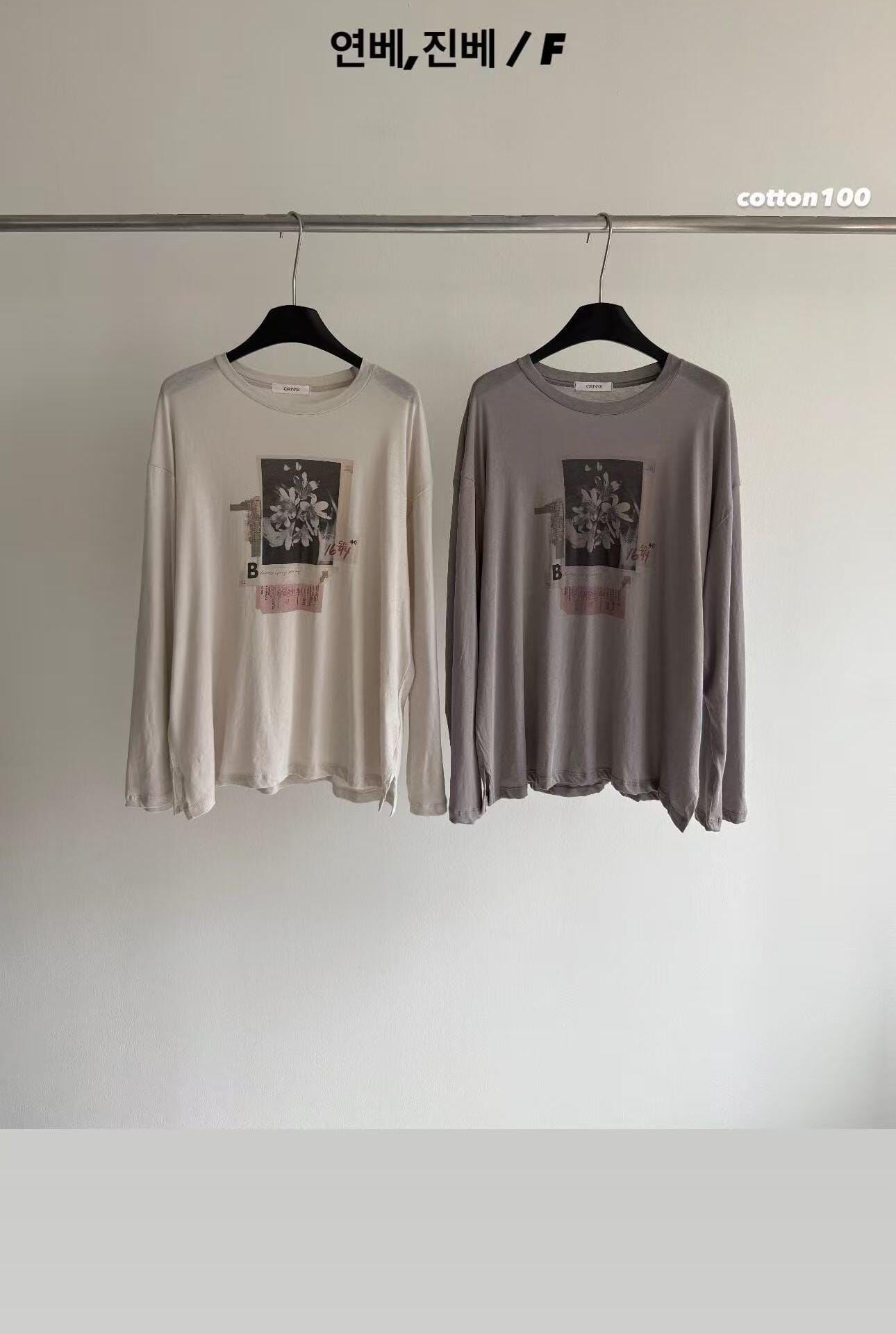 OM7154 花卉拼貼相片棉質上衣