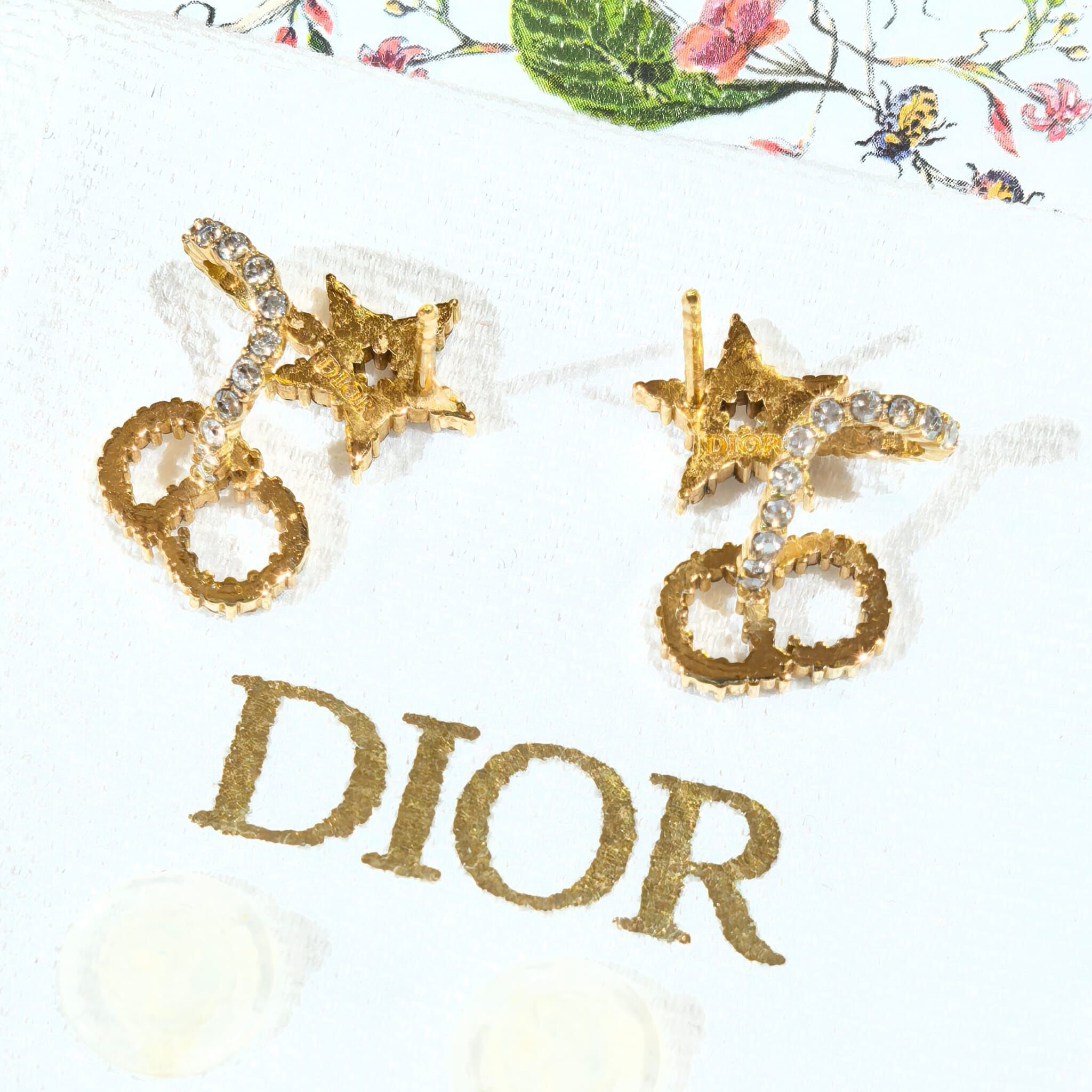 全新DIOR耳環 1x1.5cm CLAIR D LUNE EARRING 幸運星CD字母金色水鑽 #BRAND NEW #香榭站正品