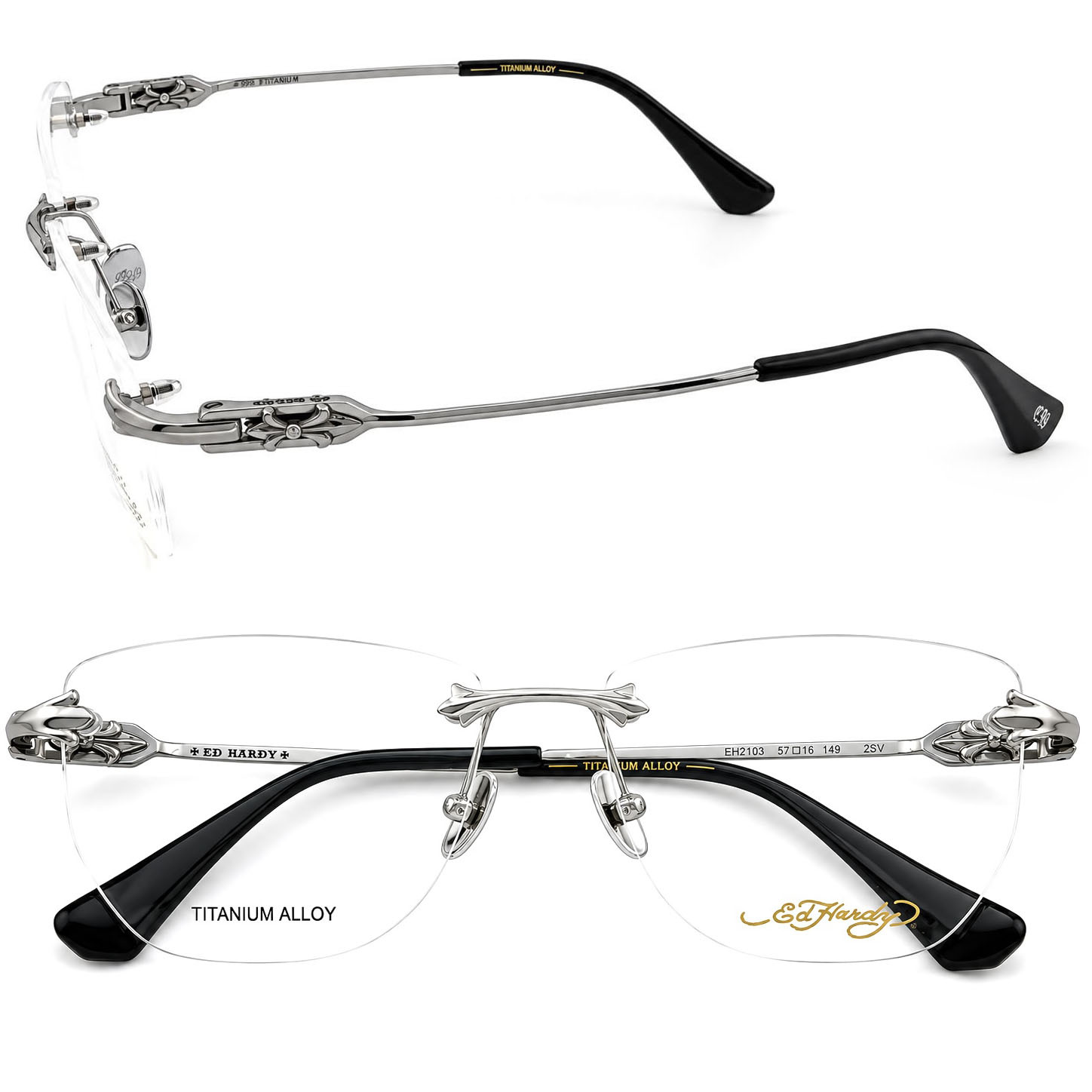 【Ed Hardy】EH2103 2SV #無框光學眼鏡#(亮銀色)