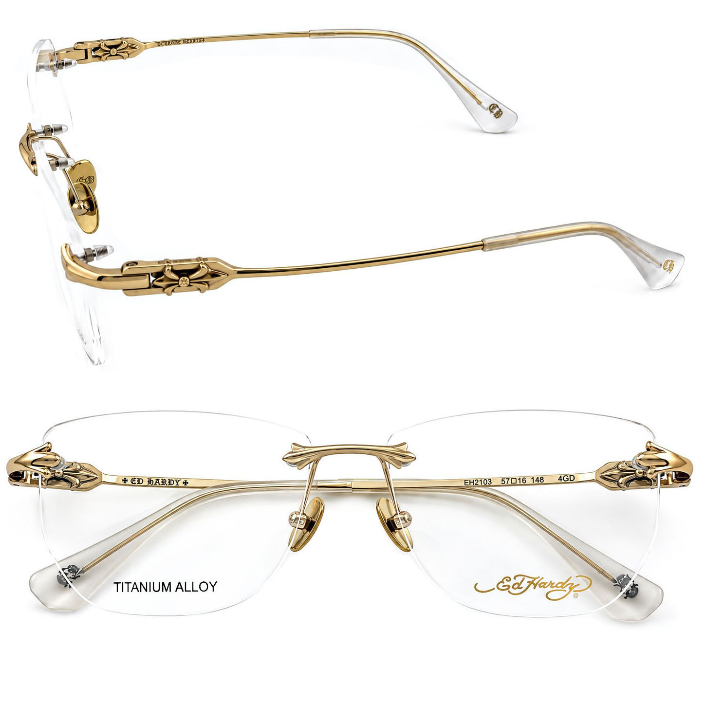 【Ed Hardy】EH2103 4GD #無框光學眼鏡#(芒金色)