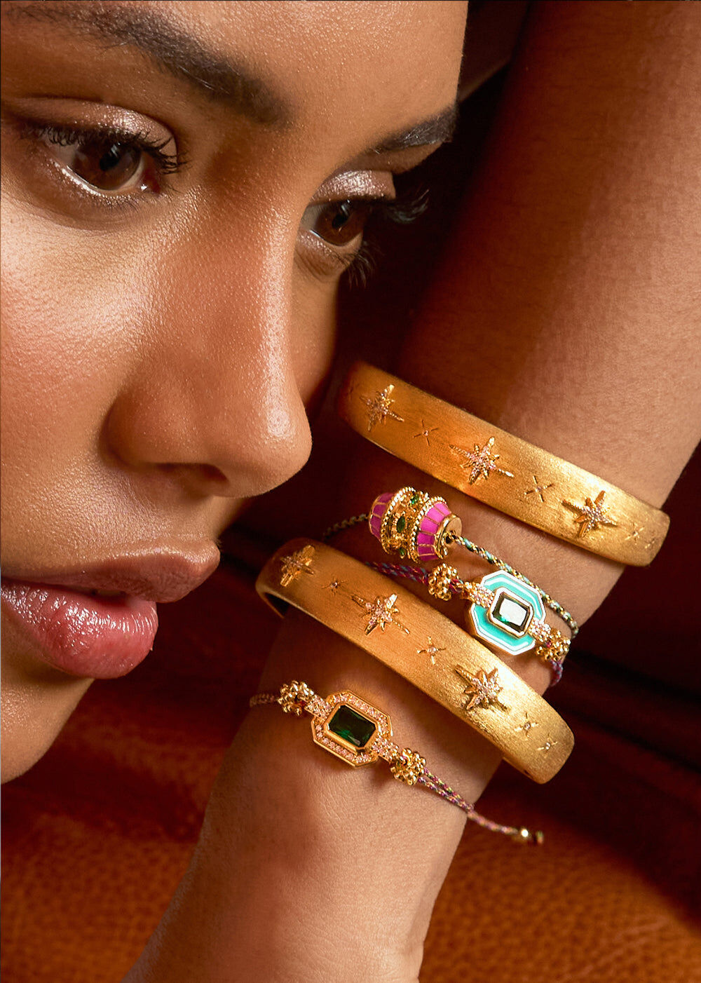 1MB0920-009 [MYA BAY] Diwali Cuff 手鐲 金銀色 #BR-355.S/G (EU)