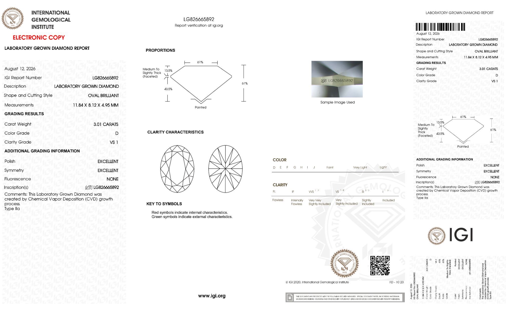 EW101 D41 OVAL SHAPE 3.01ct VS1 COLOR D