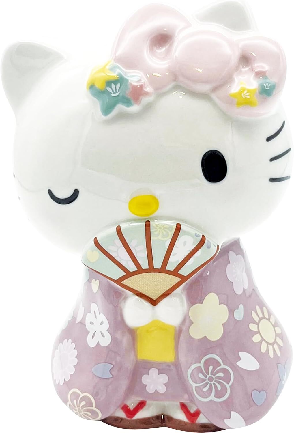 日本 Sanrio Hello Kitty 粉紅和服造型陶瓷錢罌