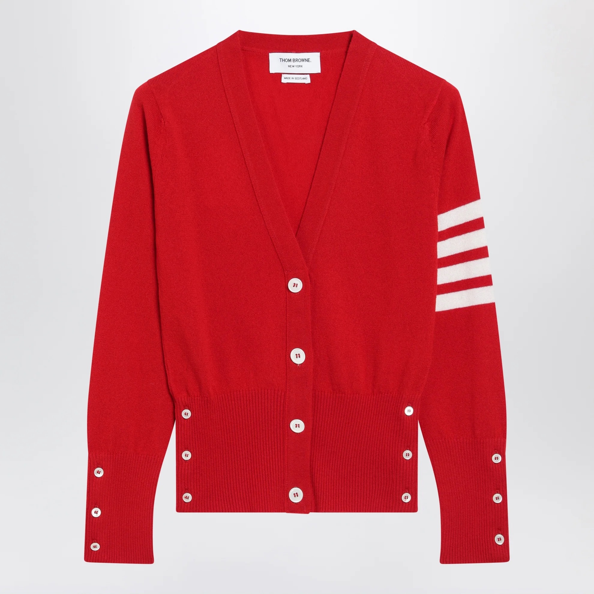 1FF0918-287 [THOM BROWNE] 經典紅色羊絨開襟衫 #FKC001A00011 (EU)
