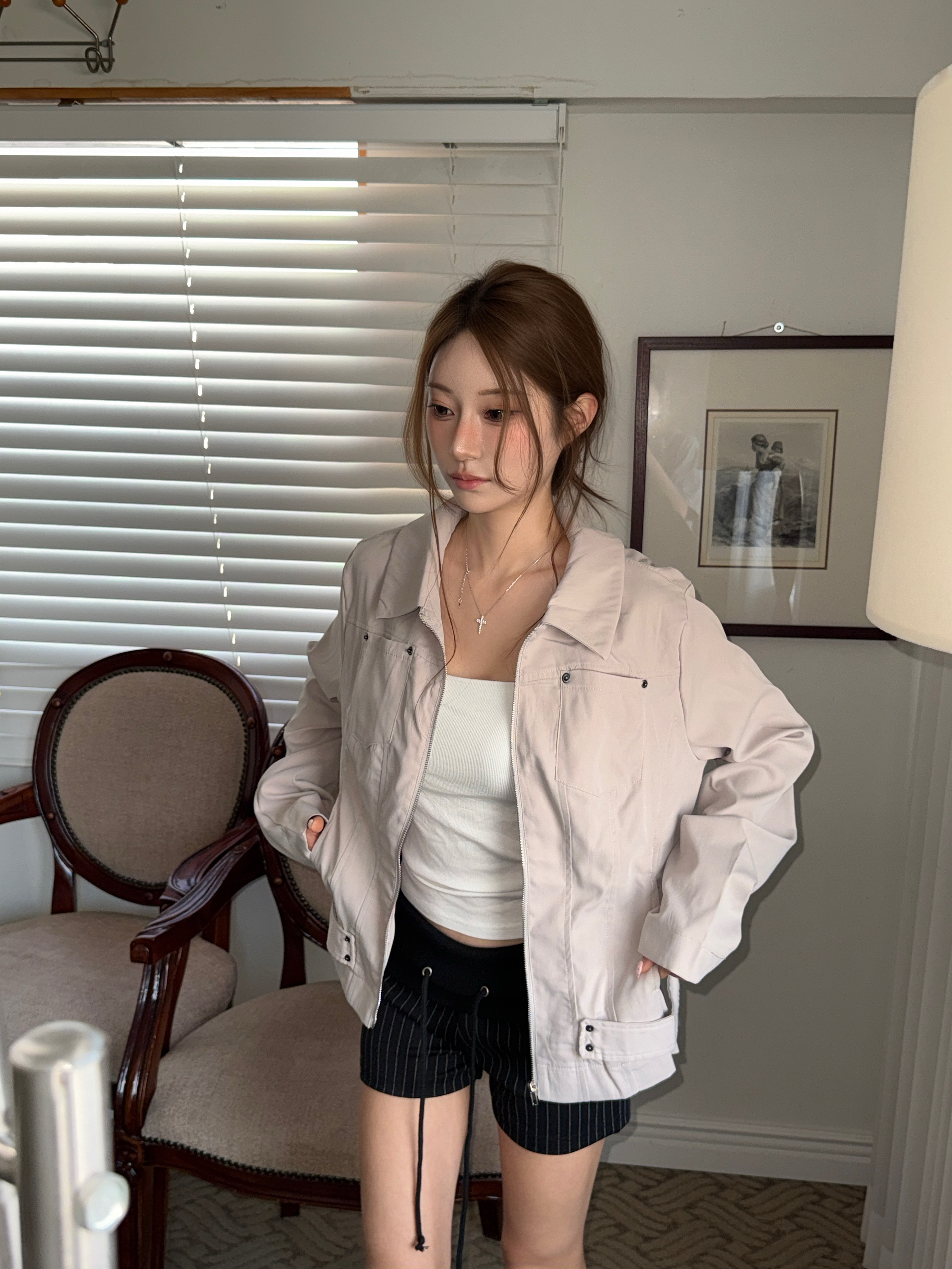 A16 CP值款 俐落修身夾克 (杏)