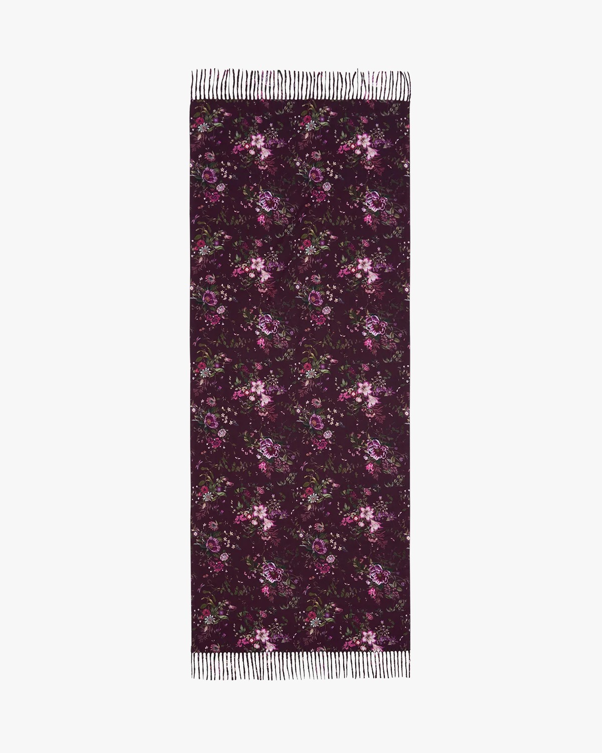 英國代購 -FABLE ENGLAND Eve Floral Fringed Scarf in Burgundy