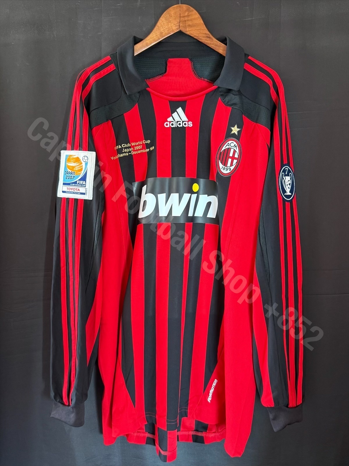 (Match Issue) AC Milan 2007 FIFA Club World Cup Japan Adidas L/S Home Match Issue Shirt #22 KAKA