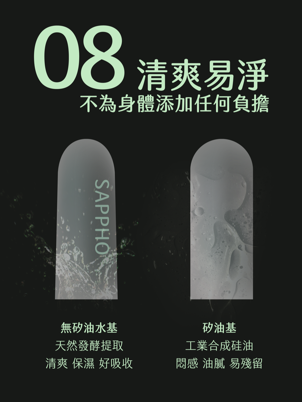 SAPPHO from Lesbos 薩福 CRUSH 酥麻熱感手指套平價好物，對比傳統矽油基，主打無矽油水基天然發酵提取，清爽保濕好吸收。