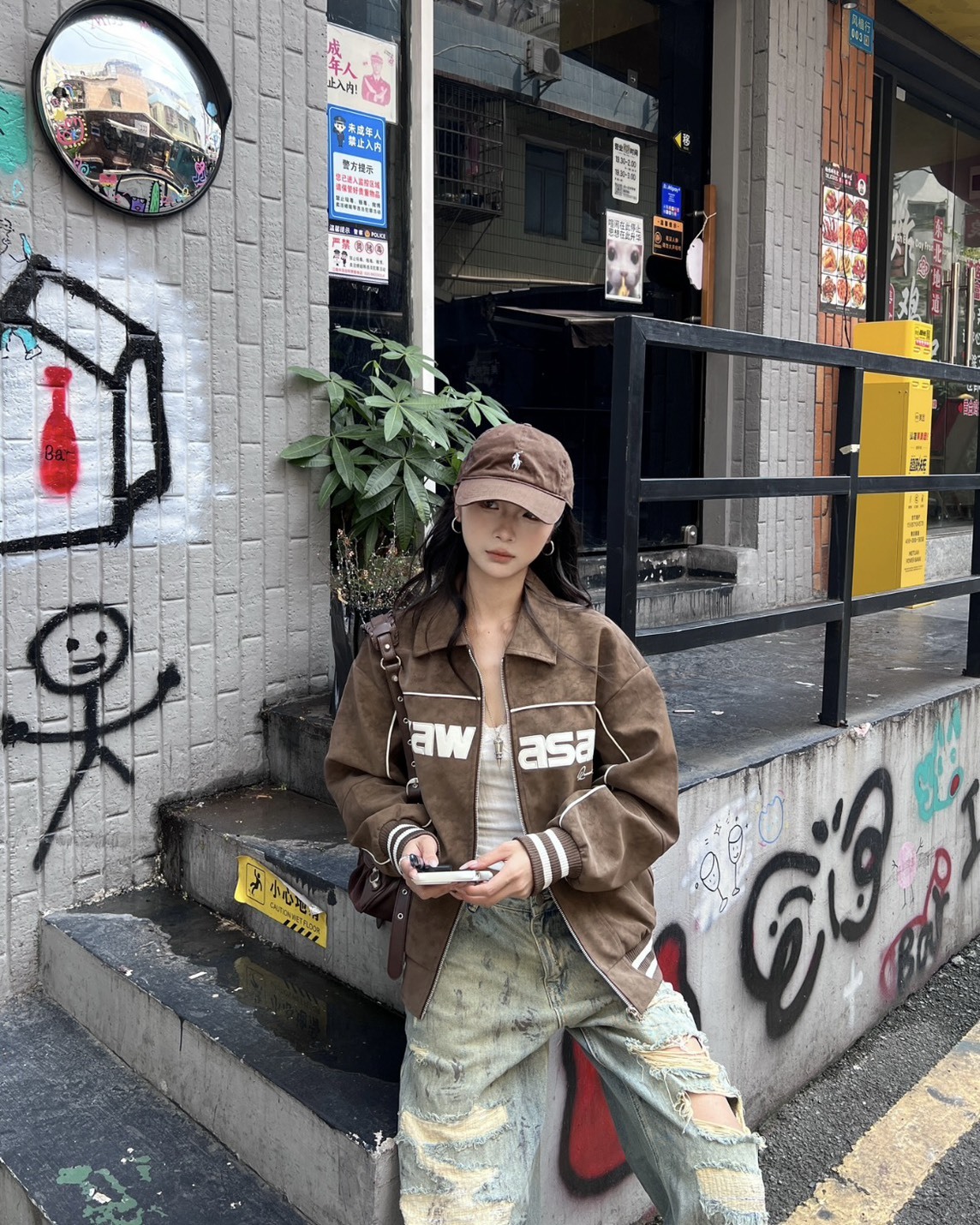 Kawasaki 美式 翻領 撞色 麂皮 拼接 外套 三色