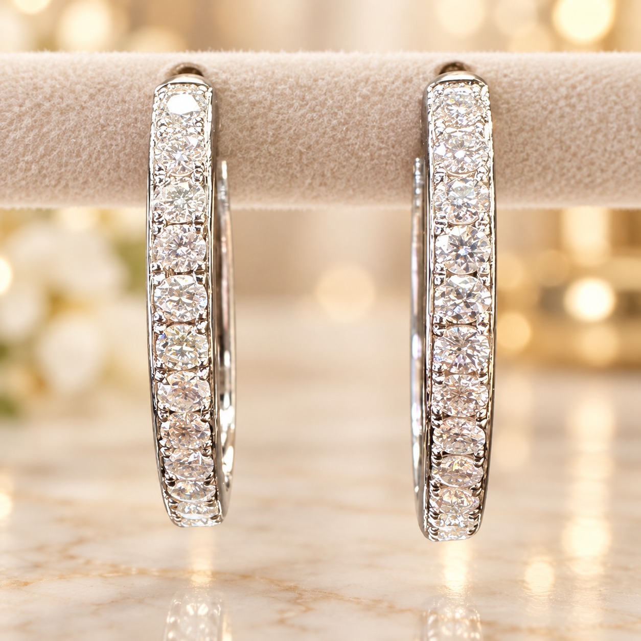 EW005 925 Silver 培育鑽石密鑲耳環一對 共1.27cts 圓形LGD (26PCS)
