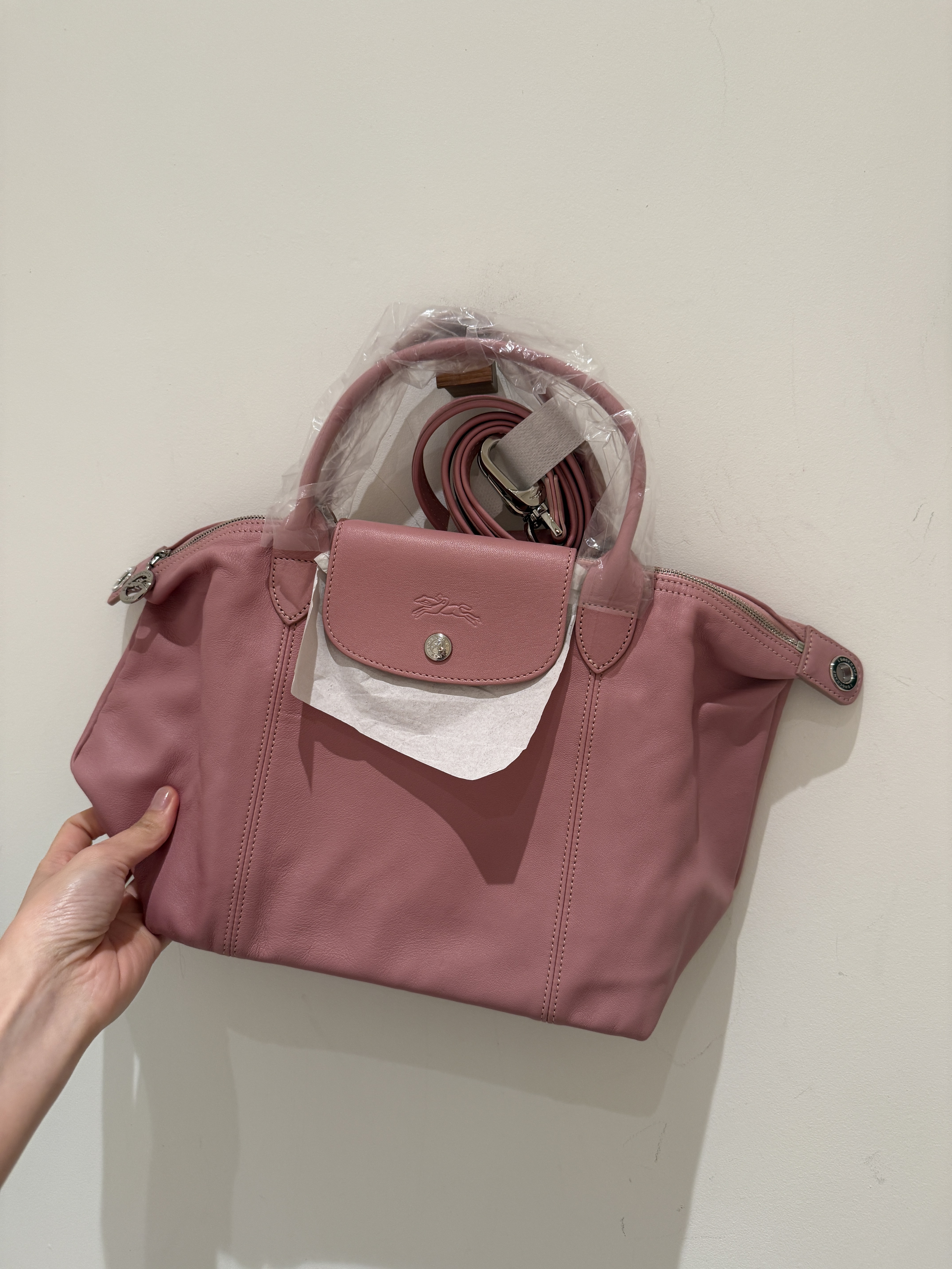 Longchamp le pliage cuir crossbody bag s pink