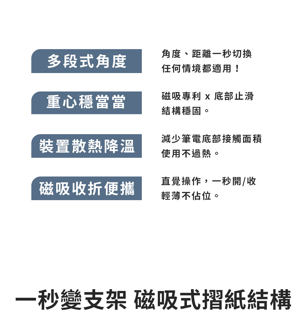 Meta Stand Pro|多角度筆電平板支架,多角度磁吸筆電支架