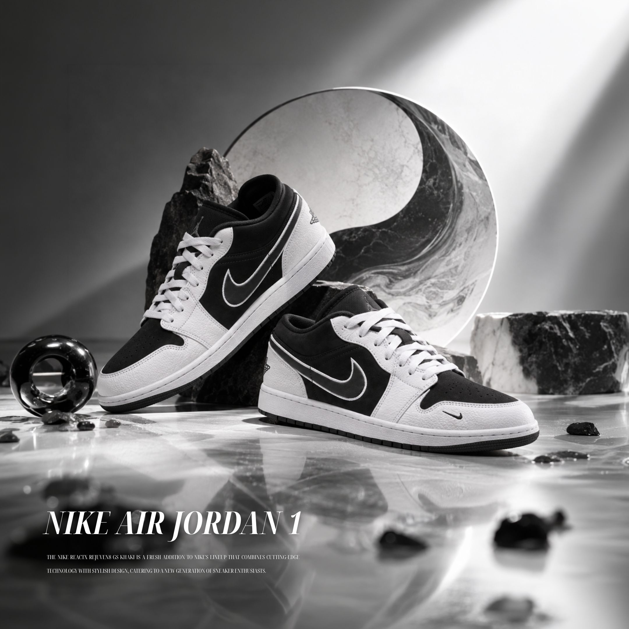 NICEDAY 代購 Nike Air Jordan 1 Low 太極 陰陽 黑白 黑色 白 IX6983-001
