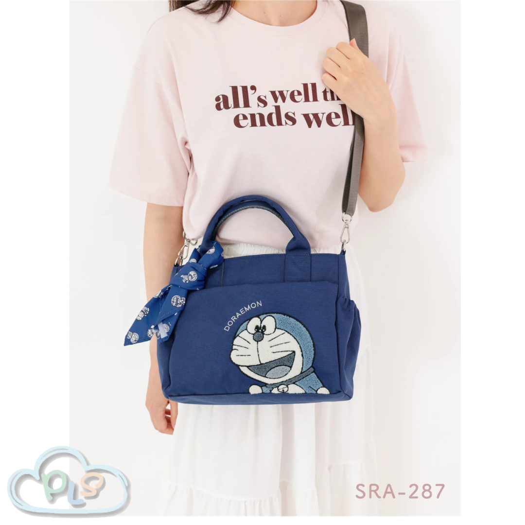 兩用手提包/單肩包 SRA-287（附絲巾） 多啦A夢 SALON de RUBAN 海軍藍色 #29528-1