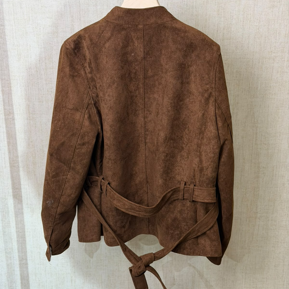 JAC-CCG0919-010 麂皮可束腰外套 卡其L碼 (A10 S-L) [I0902-28202]