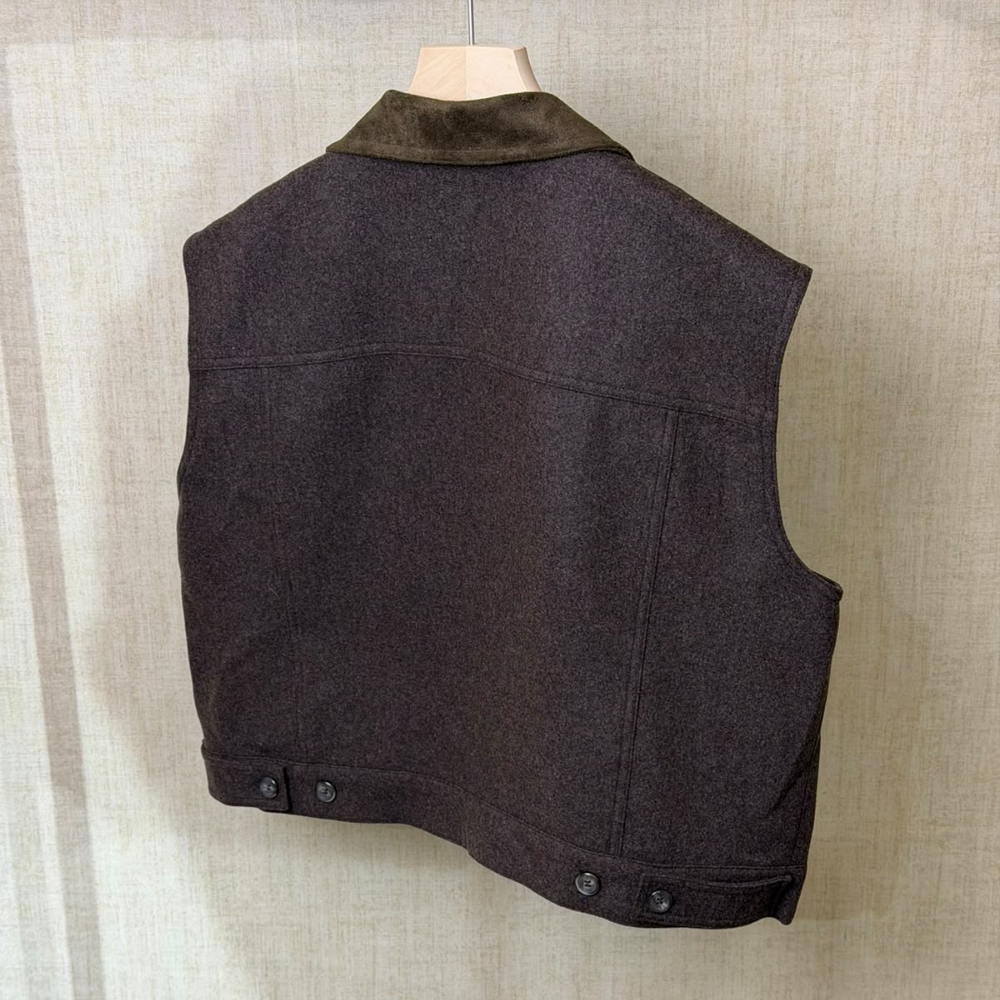 JAC-CCG0919-016 麂皮絨領馬甲背心 深咖色 (A16) [L0902-K32155]