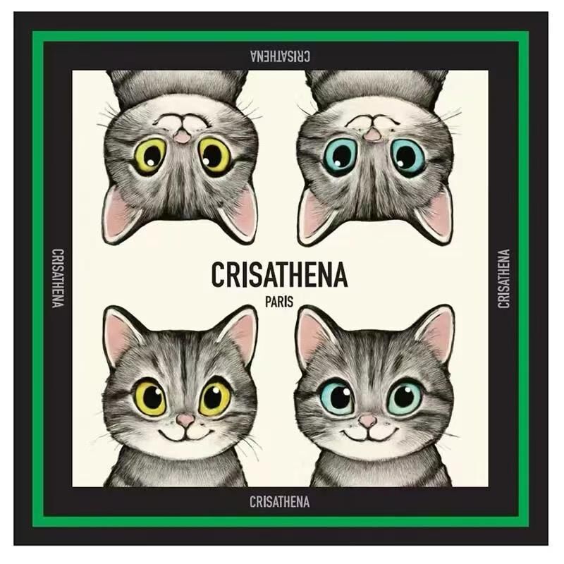 Crisathena CT-SF250917-BLK_GRN Cats Scarf in Black,Green -M