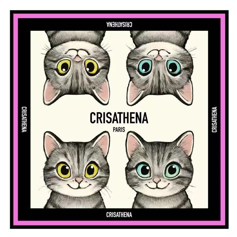 Crisathena CT-SF250917-BLK_PNK Cats Scarf in Black,Pink -M