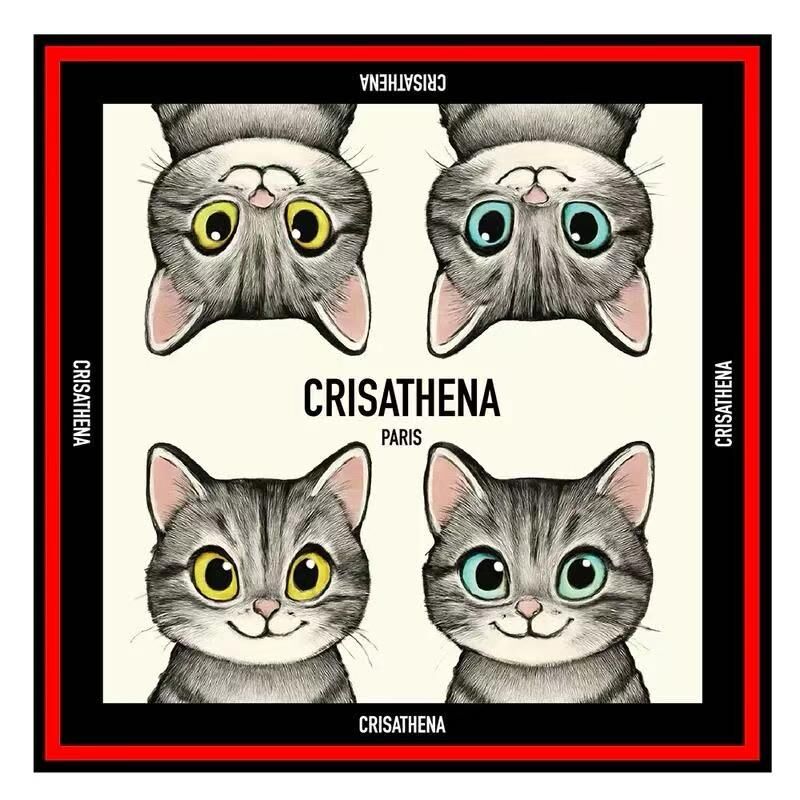 Crisathena CT-SF250917-BLK_RED Cats Scarf in Black,Red -M