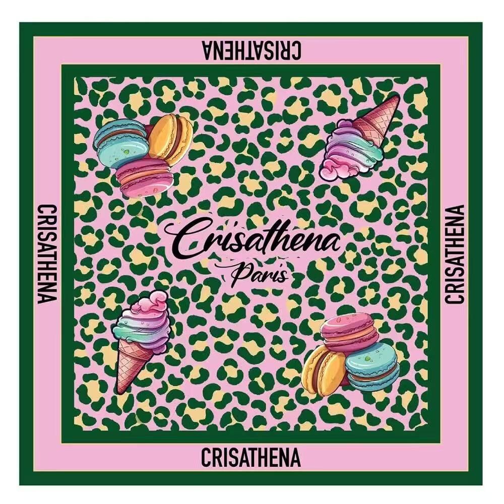 Crisathena CT-SF250918-GRN_PINK Ice-cream Scarf in Green,Pink -M